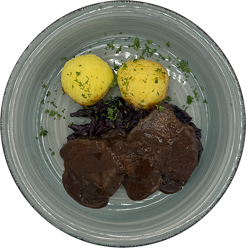 [08036] Sauerbraten mit Rotkohl und Klößen