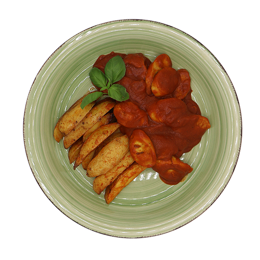 [08153] Hausgemachte Currywurst mit Kartoffelecken