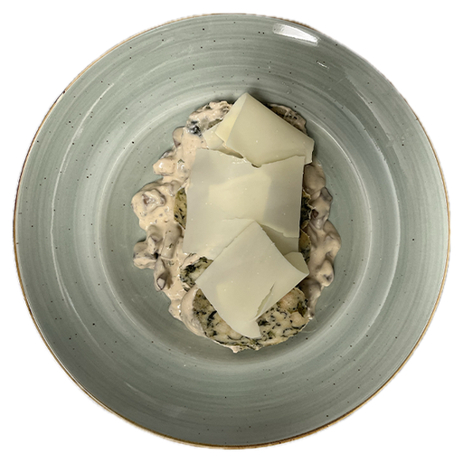 [08623] Spinach dumplings with mushroom cream and mountain cheese