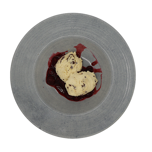 [08718] Stracciatella mousse with cherry ragout