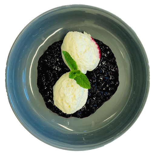 [08808] Yoghurt and vanilla mousse with blueberry ragout