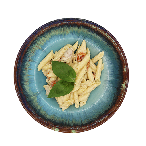 [08844] Penne mit Hähnchen und Kirschtomaten in Gorgonzolarahm