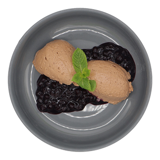 [08846] Mousse au chocolate mit Blaubeerragout
