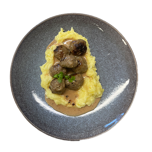 [08909] Köttbullar in cranberry cream sauce, served with mashed potatoes