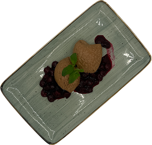 [08940] Schokoladenmousse mit Kirsch-Tonkabohnen-Ragout