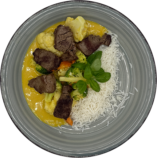 [08950] Yellow beef curry with colorful vegetables and rice (mild)
