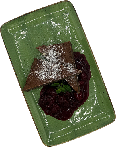 [08987] Schokoladen-Brownie mit Brombeerragout